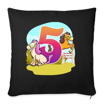 5th Birthday Riding Horse Theme Five Party - Sofa pillowcase 17,3'' x 17,3'' (45 x 45 cm) - black - Front