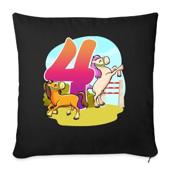 4th Birthday Riding Horse Theme Four Party - Sofa pillowcase 17,3'' x 17,3'' (45 x 45 cm) - black - Front