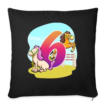 6th Birthday Riding Horse Theme Six Party - Sofa pillowcase 17,3'' x 17,3'' (45 x 45 cm) - black - Front