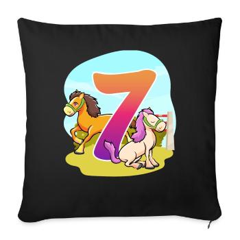 7th Birthday Riding Horse Theme Seven Party - Sofa pillowcase 17,3'' x 17,3'' (45 x 45 cm) - black - Front