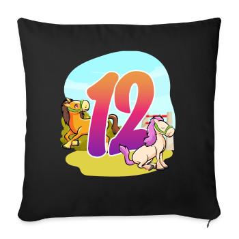 12th Birthday Riding Horse Theme Twelve Party - Sofa pillowcase 17,3'' x 17,3'' (45 x 45 cm) - black - Front