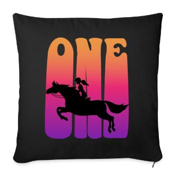 Girl riding, I am 1 year old, children 1. - Sofa pillowcase 17,3'' x 17,3'' (45 x 45 cm) - black - Front