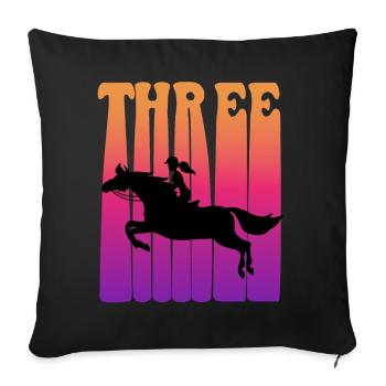 Girl riding, I am 3 years old, children 3. - Sofa pillowcase 17,3'' x 17,3'' (45 x 45 cm) - black - Front