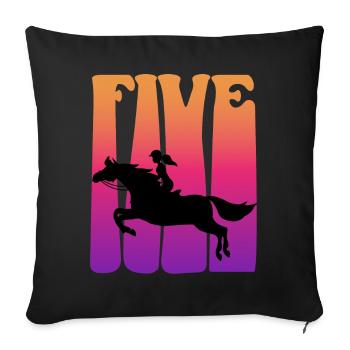 Girl riding, I am 5 years old, children 5. - Sofa pillowcase 17,3'' x 17,3'' (45 x 45 cm) - black - Front