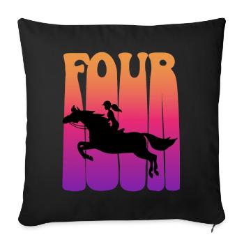 Girl riding, I am 4 years old, children 4. - Sofa pillowcase 17,3'' x 17,3'' (45 x 45 cm) - black - Front