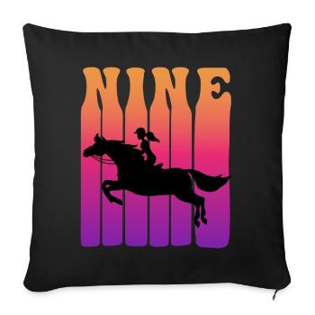 Girl riding, I am 9 years old, children 9. - Sofa pillowcase 17,3'' x 17,3'' (45 x 45 cm) - black - Front