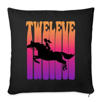Girl riding, I am 12 years old, children 12. - Sofa pillowcase 17,3'' x 17,3'' (45 x 45 cm) - black - Front