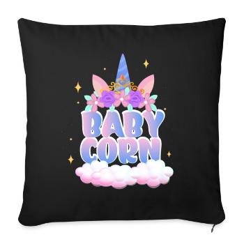 | de maïs pour bébé Mignon | Licorne Chemise Licorne | Fille - Housse de coussin décorative 45 x 45 cm - noir - Devant