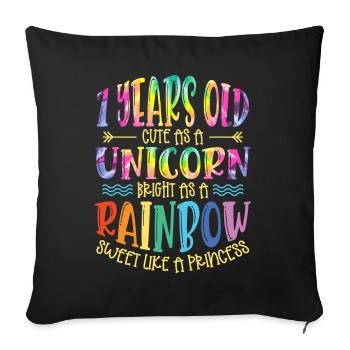 7 ans mignon comme une licorne Lumineux comme un - Housse de coussin décorative 45 x 45 cm - noir - Devant