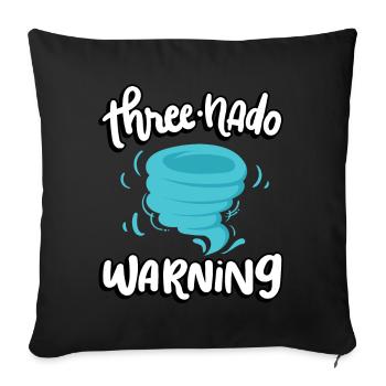 Three-cyclone warning 3rd birthday | Tornado - Sofa pillowcase 17,3'' x 17,3'' (45 x 45 cm) - black - Front