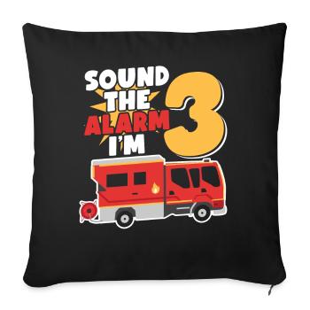 Sonnez l’alarme J’ai 3 | Sujet Pompier - Housse de coussin décorative 45 x 45 cm - noir - Devant