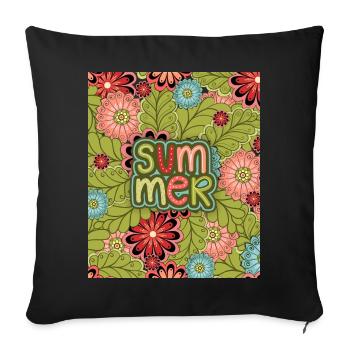 Été, Motif, Motif floral, Motif d’été - Housse de coussin décorative 45 x 45 cm - noir - Devant