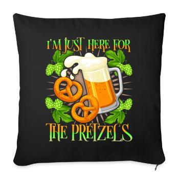 Bière, bretzel dicton drôle avec tasse à bière - Housse de coussin décorative 45 x 45 cm - noir - Devant