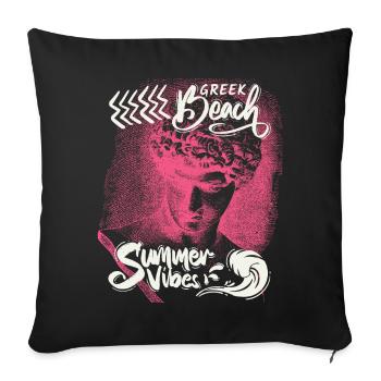 Griechenland, antikes Ornament, lustiger Spruch - Sofakissenbezug 45 x 45 cm - Schwarz - Vorne