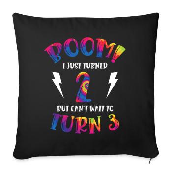 Boom Je viens d’avoir 2 ans mais j’ai hâte d’avoir 3 ans - Housse de coussin décorative 45 x 45 cm - noir - Devant