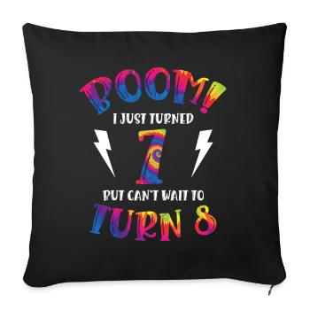 Boom Je viens d’avoir 7 ans mais j’ai hâte d’avoir 8 ans | - Housse de coussin décorative 45 x 45 cm - noir - Devant