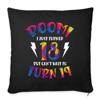 Boom Je viens d’avoir 18 ans mais je ne peux pas - Housse de coussin décorative 45 x 45 cm - noir - Devant