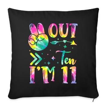Peace Out Ten J’ai 11 ans Tie Dye Anniversaire - Housse de coussin décorative 45 x 45 cm - noir - Devant