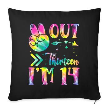 Paix de treize ans, j’ai 14 | Teinture de cravate - Housse de coussin décorative 45 x 45 cm - noir - Devant