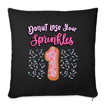 Donut Lose Your Sprinkles 1er anniversaire | Beignet - Housse de coussin décorative 45 x 45 cm - noir - Devant