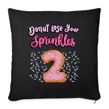Donut Lose Your Sprinkles 2nd Birthday | Beignet - Housse de coussin décorative 45 x 45 cm - noir - Devant
