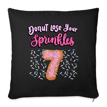 Donut Lose Your Sprinkles 7th Birthday | Beignet - Housse de coussin décorative 45 x 45 cm - noir - Devant