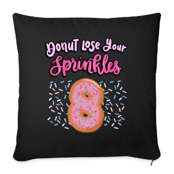 Donut Lose Your Sprinkles 8th Birthday | Beignet - Housse de coussin décorative 45 x 45 cm - noir - Devant