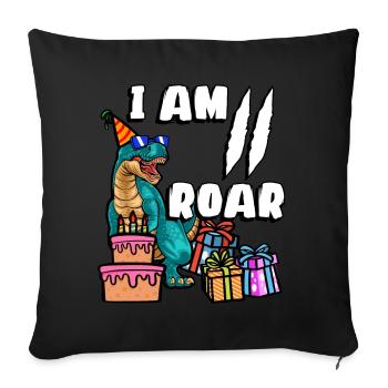 Je suis 2 Roar | Chemise d’anniversaire de dinosaure | - Housse de coussin décorative 45 x 45 cm - noir - Devant