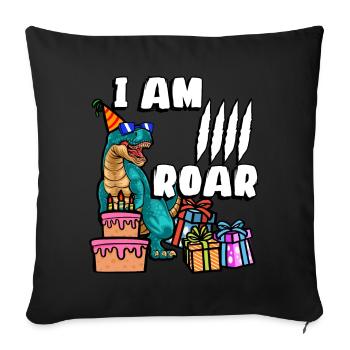 Je suis 4 Roar | Chemise d’anniversaire de dinosaure | - Housse de coussin décorative 45 x 45 cm - noir - Devant