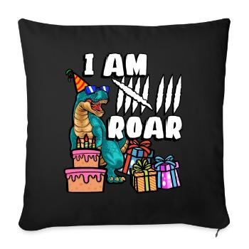 Je suis 8 Roars | Chemise d’anniversaire de dinosaure - Housse de coussin décorative 45 x 45 cm - noir - Devant