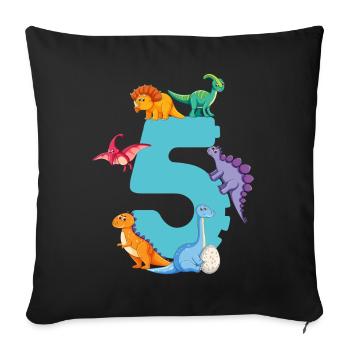 5ème anniversaire | Chemise d’anniversaire de dinosaure | - Housse de coussin décorative 45 x 45 cm - noir - Devant