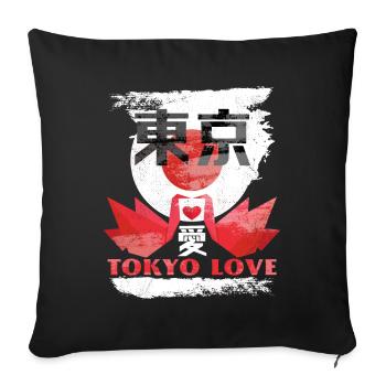 Tokyo Love, Tokyo City, Origami Cranes - Sofa pillowcase 17,3'' x 17,3'' (45 x 45 cm) - black - Front