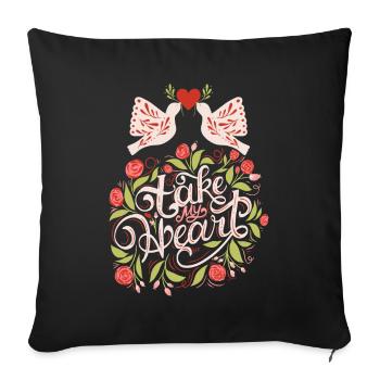 Typographie Amour-Amour, Tourterelles des Bois, Saint-Valentin - Housse de coussin décorative 45 x 45 cm - noir - Devant