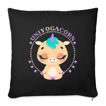Licorne de yoga, licorne de yoga, dicton drôle - Housse de coussin décorative 45 x 45 cm - noir - Devant