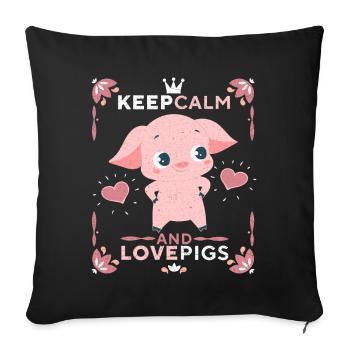 Porcelet, cochon, porcelet-porcelet, drôle de dicton - Housse de coussin décorative 45 x 45 cm - noir - Devant