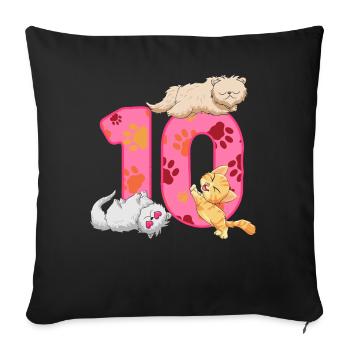 10th Birthday Kitten | Cat Birthday Shirt - Sofa pillowcase 17,3'' x 17,3'' (45 x 45 cm) - black - Front