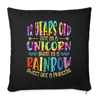 12 ans mignon comme une licorne brillant comme - Housse de coussin décorative 45 x 45 cm - noir - Devant