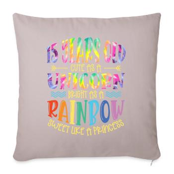 15 years old Cute Like a Unicorn Bright Like - Sofa pillowcase 17,3'' x 17,3'' (45 x 45 cm) - light taupe - Front