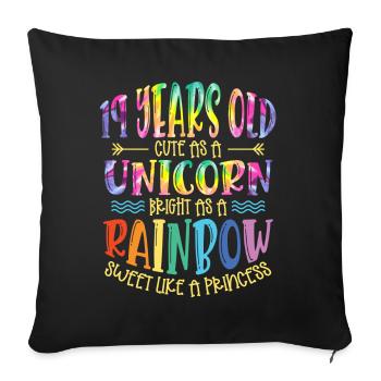 19 ans Mignon comme une licorne Brillant Comme - Housse de coussin décorative 45 x 45 cm - noir - Devant