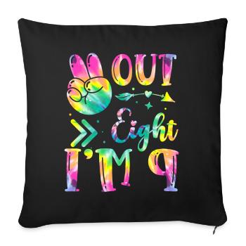 Peace Out Eight J’ai 9 | Anniversaire sur le thème de Tie Dye - Housse de coussin décorative 45 x 45 cm - noir - Devant