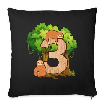 3ème anniversaire | | d’anniversaire de paresseux Paresse - Housse de coussin décorative 45 x 45 cm - noir - Devant