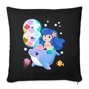 8th birthday | Mermaid Birthday | - Sofa pillowcase 17,3'' x 17,3'' (45 x 45 cm) - black - Front