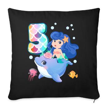 5ème anniversaire | | anniversaire de sirène - Housse de coussin décorative 45 x 45 cm - noir - Devant