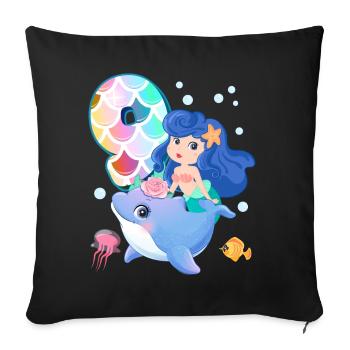 9ème anniversaire | | anniversaire de sirène - Housse de coussin décorative 45 x 45 cm - noir - Devant