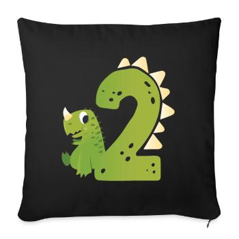 2ème anniversaire | | d’anniversaire de dinosaure - Housse de coussin décorative 45 x 45 cm - noir - Devant
