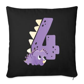 4ème anniversaire | | d’anniversaire de dinosaure - Housse de coussin décorative 45 x 45 cm - noir - Devant