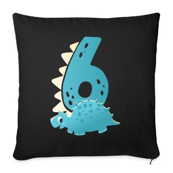 6ème anniversaire | | d’anniversaire de dinosaure - Housse de coussin décorative 45 x 45 cm - noir - Devant