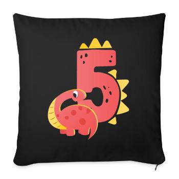 5ème anniversaire | | d’anniversaire de dinosaure - Housse de coussin décorative 45 x 45 cm - noir - Devant