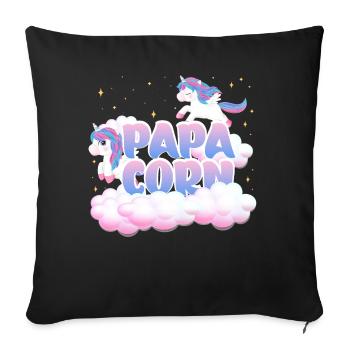Papa Corn | Unicorn Birthday | Unicorn Theme | - Sofa pillowcase 17,3'' x 17,3'' (45 x 45 cm) - black - Front