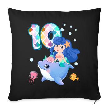 10th birthday | Mermaid Birthday | - Sofa pillowcase 17,3'' x 17,3'' (45 x 45 cm) - black - Front